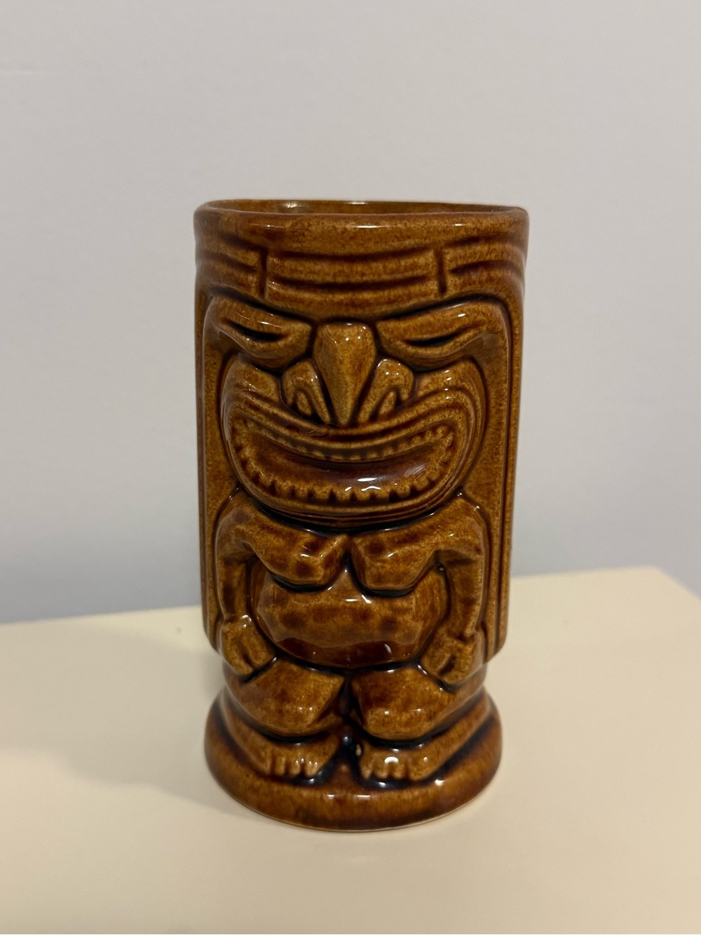 Vintage Brown Tiki Ceramic Mug